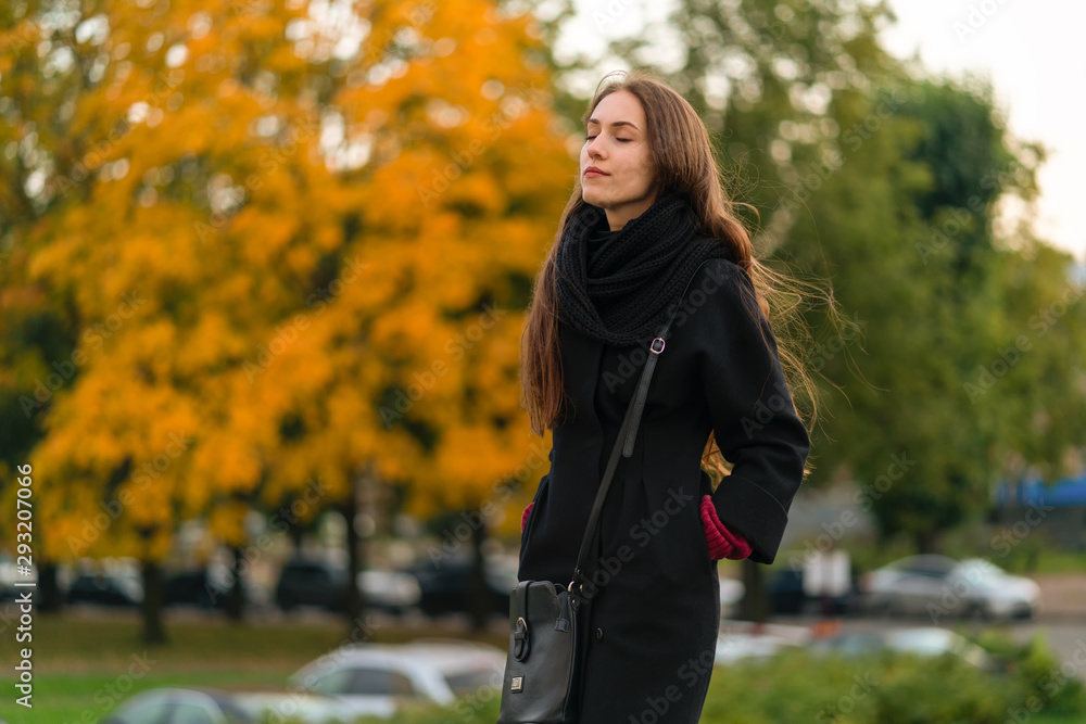 Beautiful girl in the autumn park walk in the park. Beautiful girl in the autumn park walk in the park.