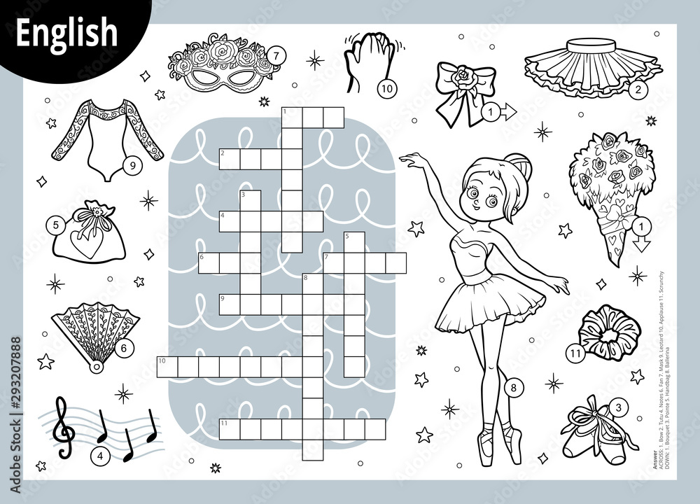 Vector crossword in English education game for children Cartoon Vector crossword in English education game for children Cartoon
