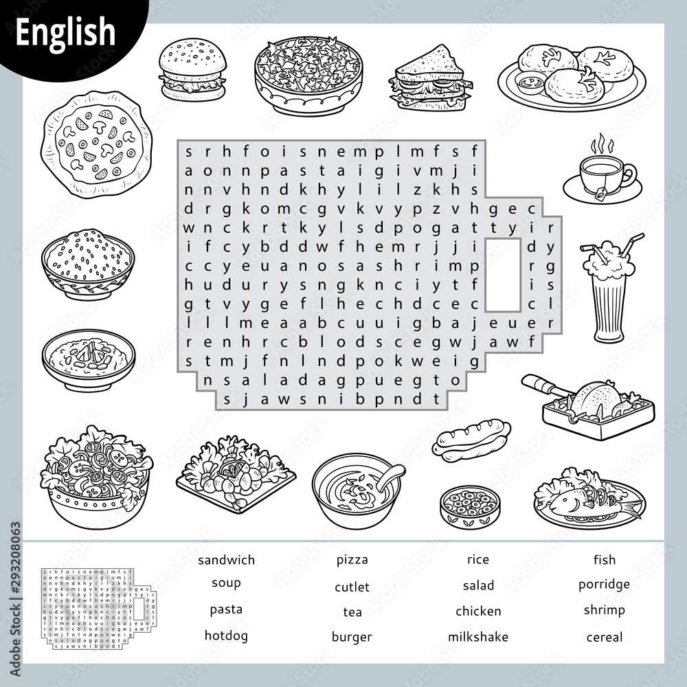 Word Search Puzzle Cartoon Set Of Food Education Game For Children word-search-puzzle-cartoon-set-of-food-education-game-for-children