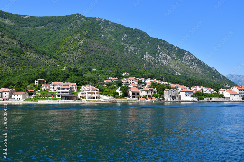 View of Prcanj from Kotor Bay, Montenegro