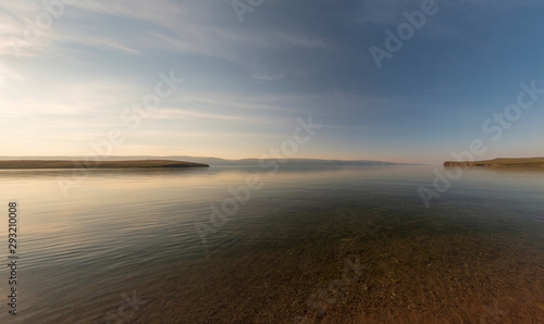 Lake Baikal. Island Olkhon. Beautiful Russian landscape while sunny summer evening 