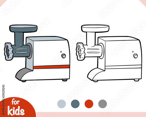 Coloring book for children. Electric Meat Grinder