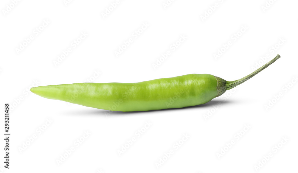 Ripe green hot chili pepper on white background Ripe green hot chili pepper on white background