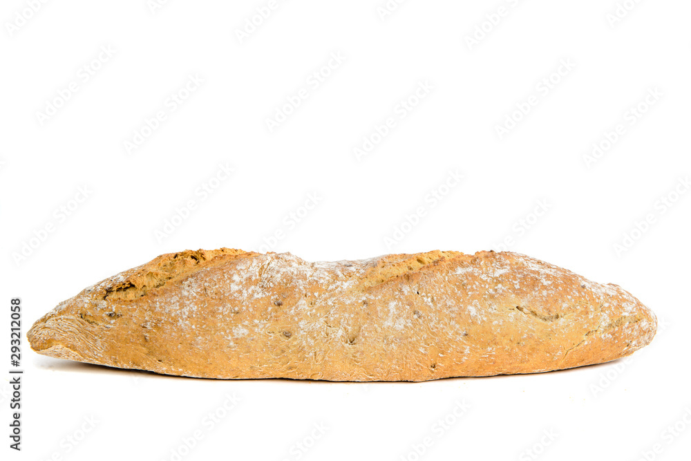 Bread isolated on white background. The concept of baking bread, eating meals with rolls, bread. Product made of wheat and rye flour, bread preparation. Bread isolated on white background. The concept of baking bread, eating meals with rolls, bread. Product made of wheat and rye flour, bread preparation.