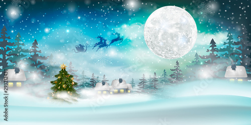 Beautiful winter landscape with snow covered trees.