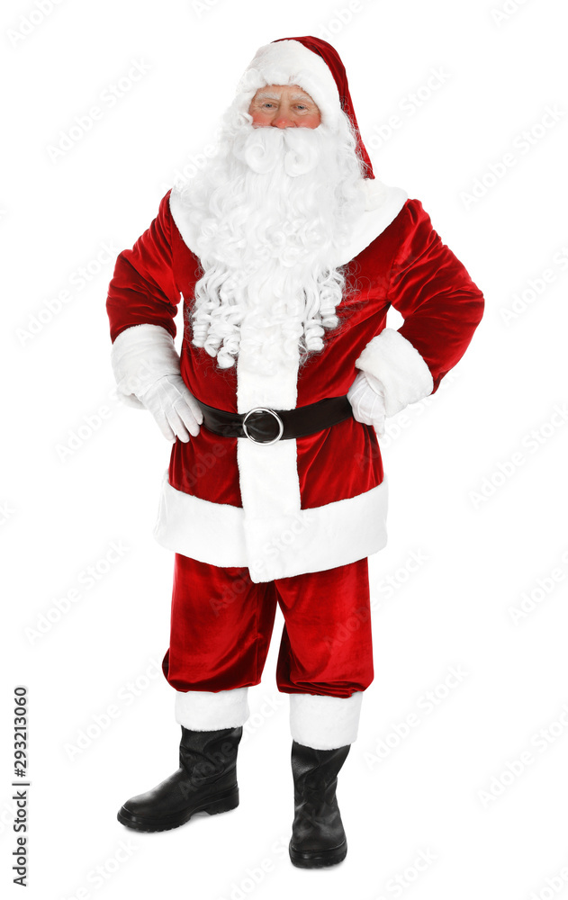 Happy authentic Santa Claus on white background Happy authentic Santa Claus on white background