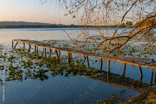 Fishing pier on the Dnieper River photo