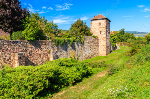 Old tower in Kientzheim village on Alsatian Wine Route, France photo