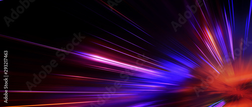 Fotografie, Obraz Panoramic high speed technology concept, light abstract background