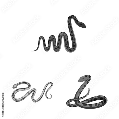 Vector design of harm and bite symbol. Set of harm and reptile stock vector illustration.