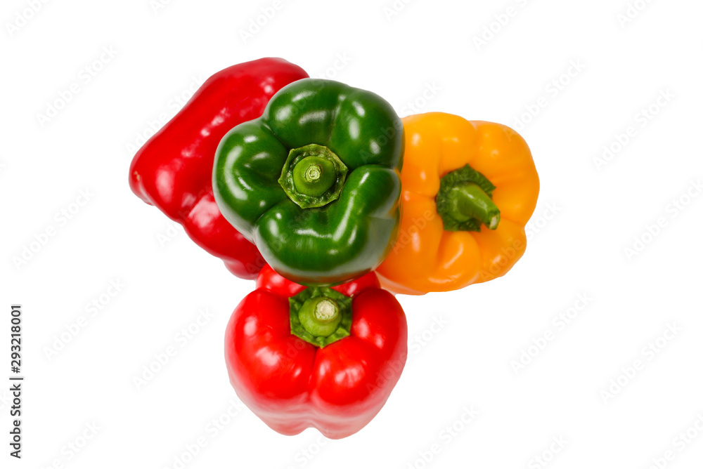 Group of bell peppers isolated on white background. Group of bell peppers isolated on white background.