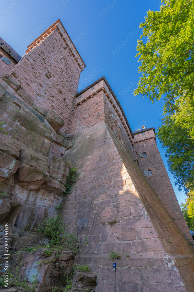 Orschwiller, France - 09 19 2019: Walls and dungeons of the castle of Haut-Koenigsbourg