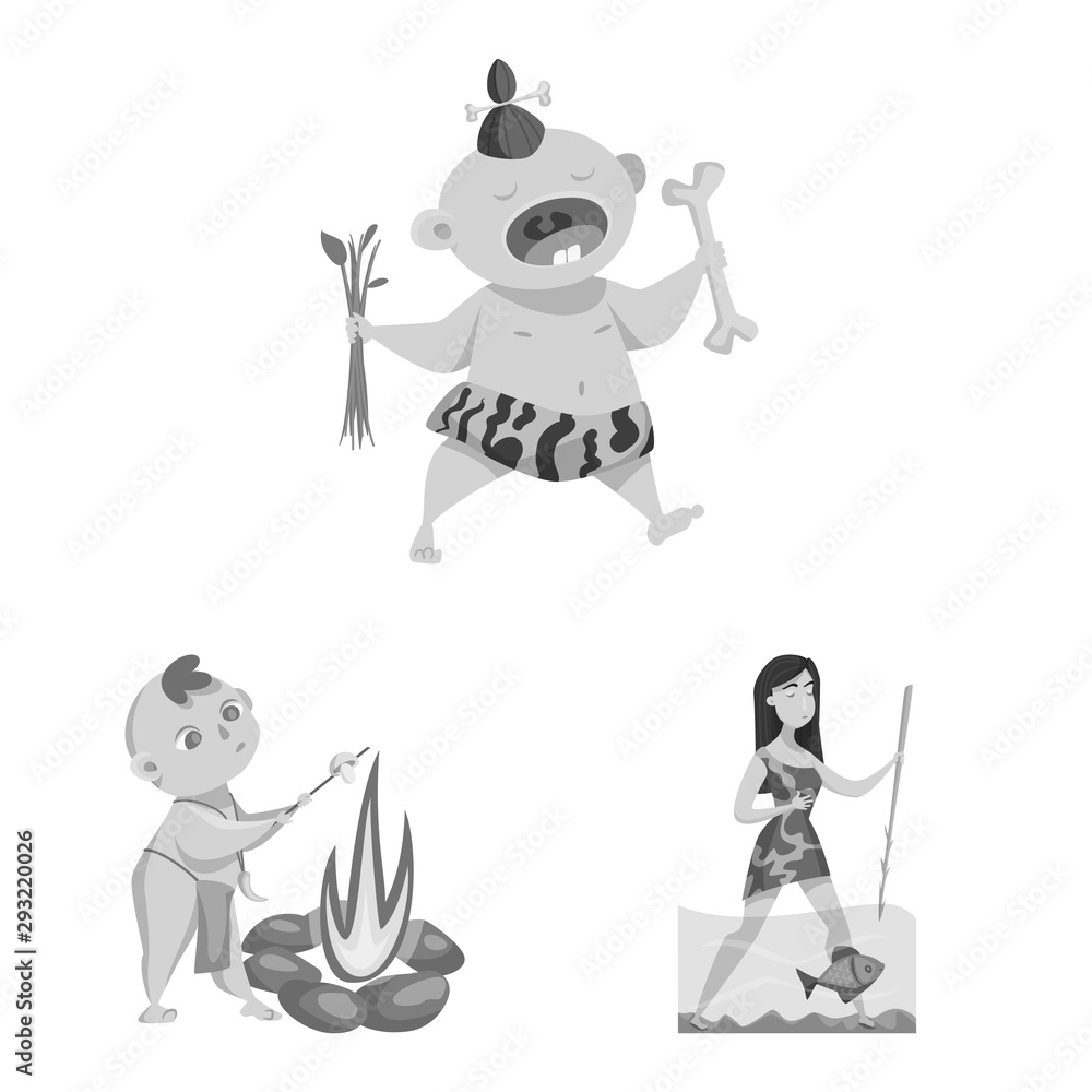 Naklejka premium Vector design of survival and history icon. Set of survival and prehistory stock symbol for web.