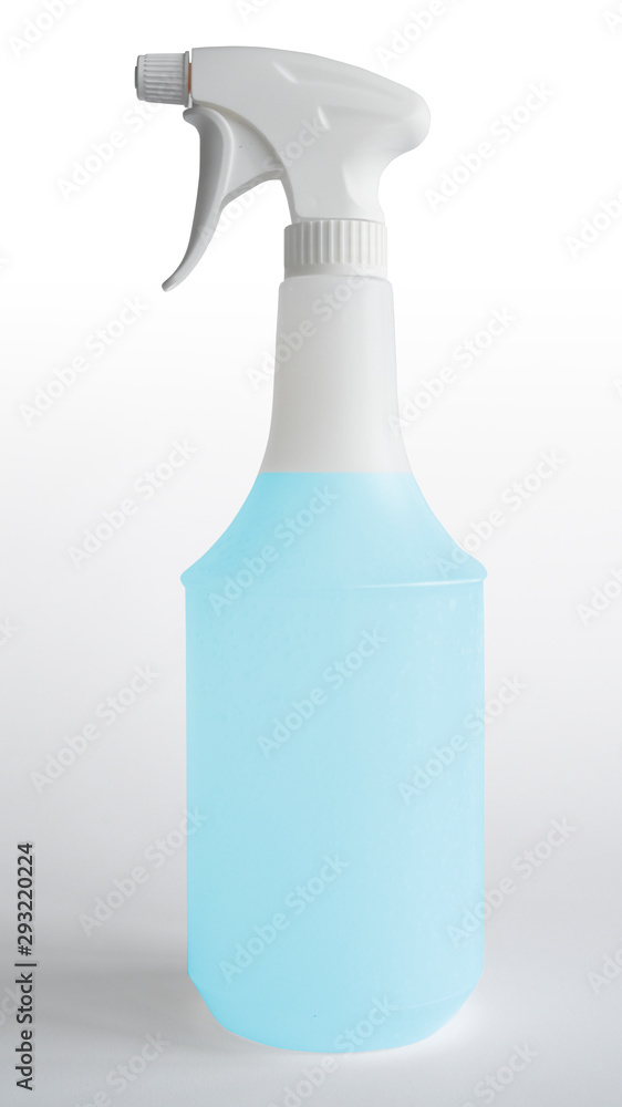 spray bottle with hygienic cleaner and blue liquid spray bottle with hygienic cleaner and blue liquid