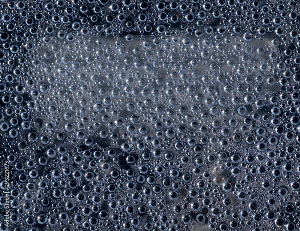 Fototapeta premium Water droplets gray background on window pane