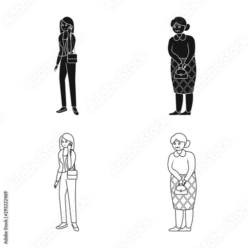 Isolated object of character and avatar logo. Collection of character and portrait stock symbol for web.