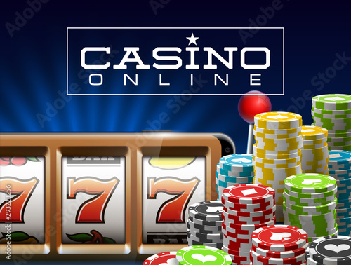 Illustration banner of mobile online casino application with 777 big win slot machine. Realistic advertising poster with online mobile app casino and Jackpot 777. Play now in One Armed Bandit banner