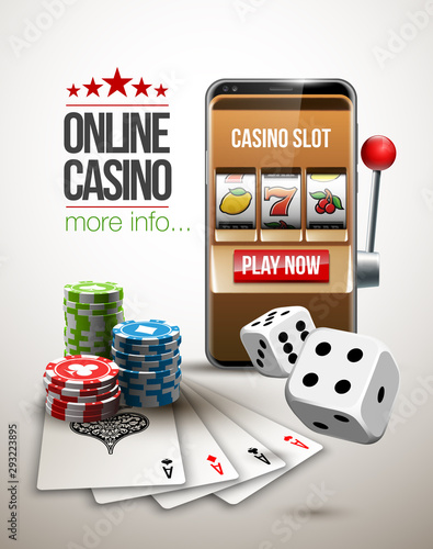 big win illustration Online Jackpot casino Slot machine banner in mobile phone. Chips, playing card, dice. Marketing Luxury Banner Jackpot Online Casino game Slot-machine in Smartphone play now poster