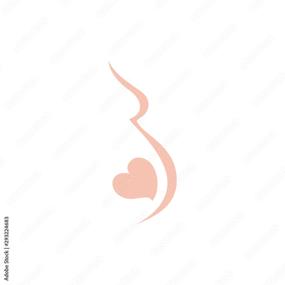 Fototapeta premium Beauty Abstract Pregnant Mom and Baby Heart for Pregnancy Motherhood Maternity Love Affection logo design