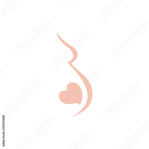 Beauty Abstract Pregnant Mom and Baby Heart for Pregnancy Motherhood Maternity Love Affection logo design