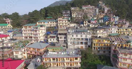Wallpaper Mural Aerial orbit of apartment buildings built close together in Dharmasala, India. Torontodigital.ca