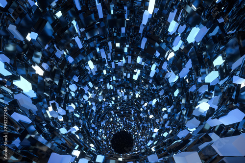 Wallpaper Mural Tunnel made of blocks, technology background, 3d rendering. Torontodigital.ca