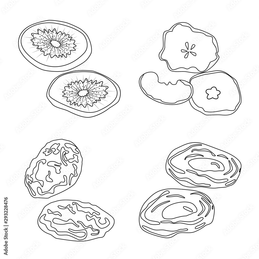 Vector illustration of food and raw logo. Set of food and nature stock symbol for web.