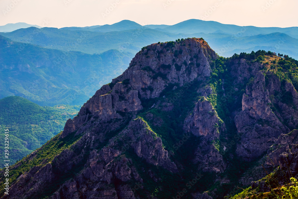Fototapeta premium Beautiful mountain landscape on sunny day. Montenegro, Albania, Dinaric Alps Balkan Peninsula. Сan be used for postcards, banners,