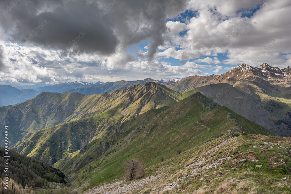 Fototapeta premium Landscapes of the French Alps, mountains, peaks, altitude of about 1000 meters above sea level