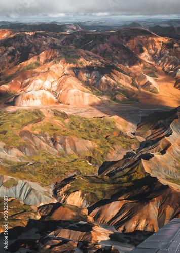 The view from above on colorful moutains landmannalaugar on Iceland