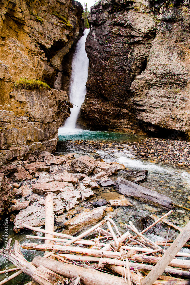 The upper falls in Johnston Canyon in Banff National Park. The upper falls in Johnston Canyon in Banff National Park.