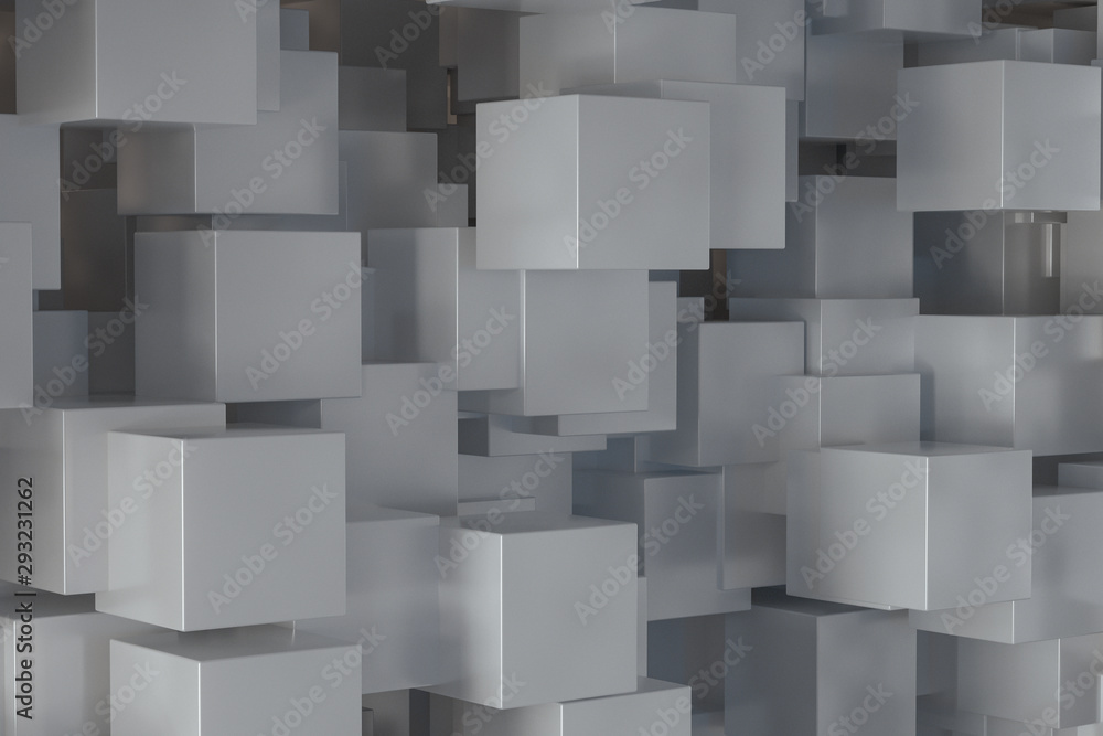The room made of cubes, in three-dimensional space, 3d rendering. The room made of cubes, in three-dimensional space, 3d rendering.