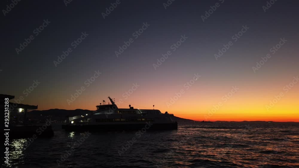 Ferry is leaving the pier in Izmir - Turkey.