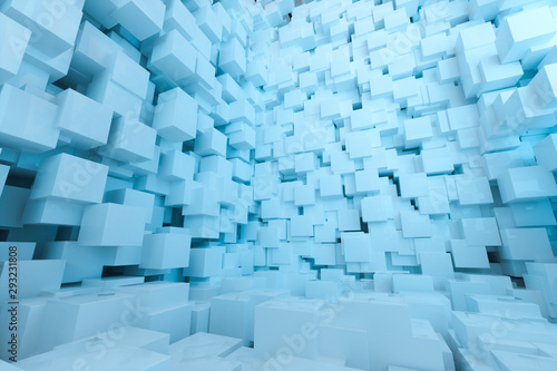 The room made of cubes  in three-dimensional space  3d rendering.