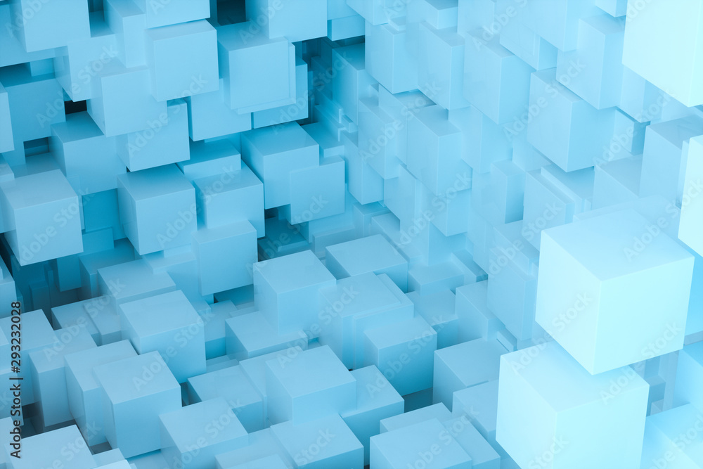 The room made of cubes, in three-dimensional space, 3d rendering. The room made of cubes, in three-dimensional space, 3d rendering.