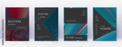 Black brochure design template set. Red abstract l