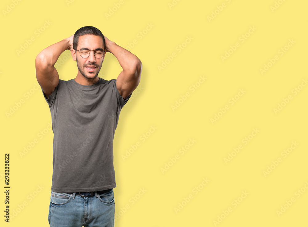 Quiet man making a relaxation gesture Quiet man making a relaxation gesture