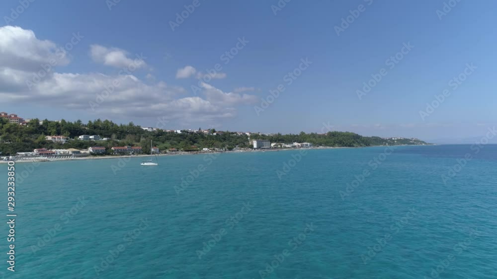 Aerial view of Kallithea village. During the summer, Kallithea is the most popular village in Halkidiki, Greece. 4K Aerial view of Kallithea village. During the summer, Kallithea is the most popular village in Halkidiki, Greece. 4K