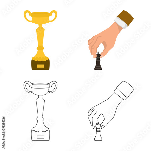 Isolated object of checkmate and thin sign. Set of checkmate and target stock vector illustration.