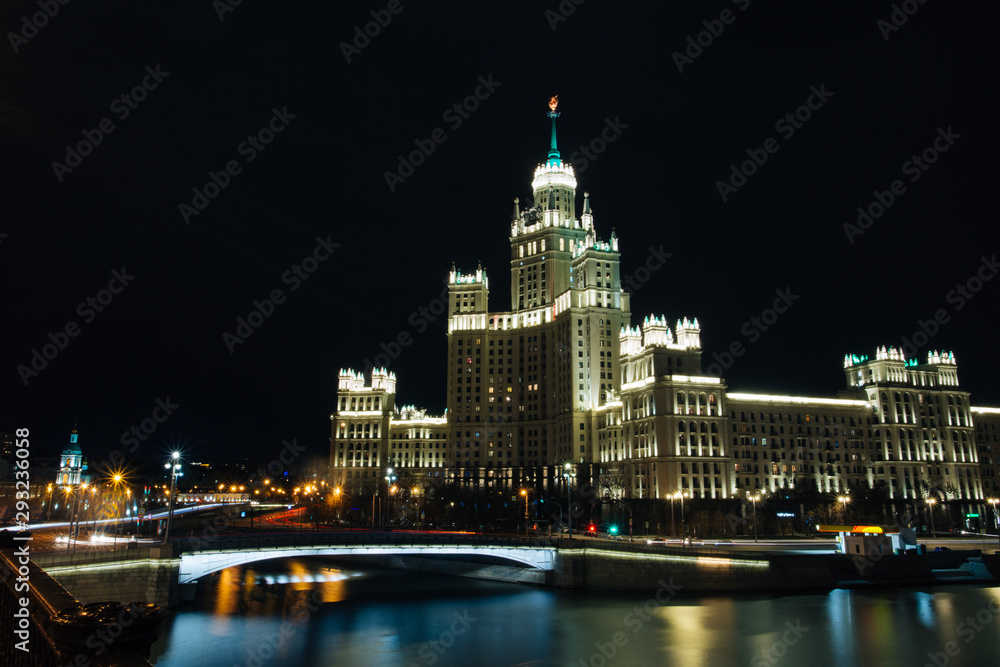 Stunning beauty of the night city and its sights, Moscow, Russia