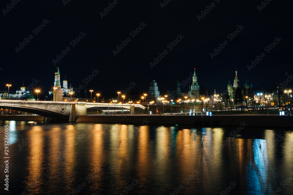 Stunning beauty of the night city and its sights, Moscow, Russia