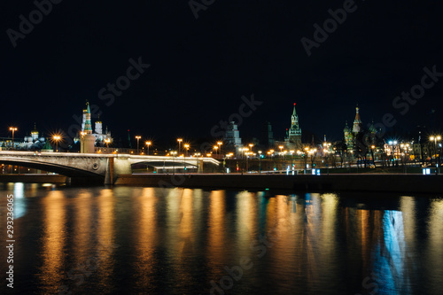 Stunning beauty of the night city and its sights  Moscow  Russia