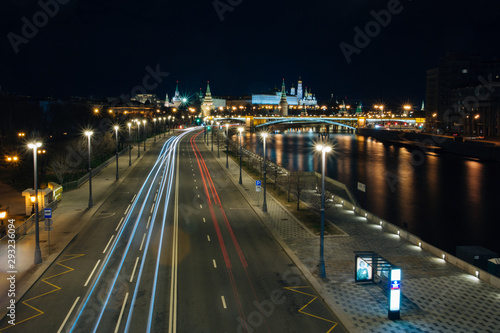 Stunning beauty of the night city and its sights  Moscow  Russia