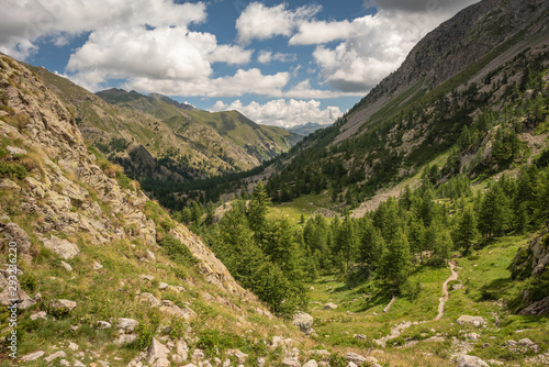 French Alps, Valley of Miracles, pristine nature. National Nature Park of France Mercantour