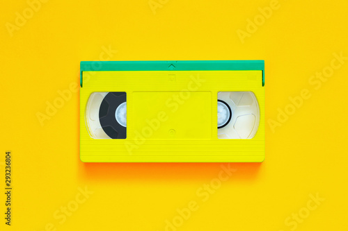 Video tape on colored background, VHS, cassette