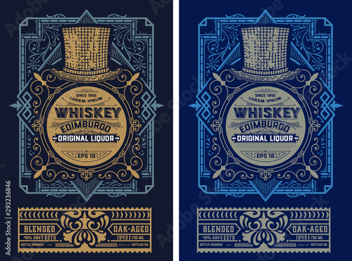 Old  label design for Whiskey and Wine label, Restaurant banner, Beer label. Vector illustration