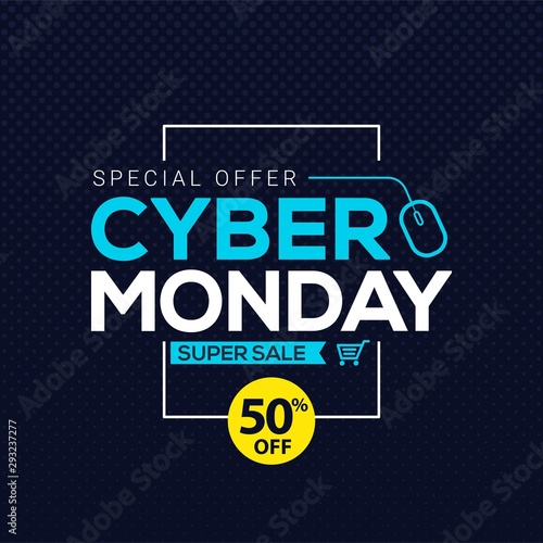 Cyber Monday sale banner template for business promotion vector illustration