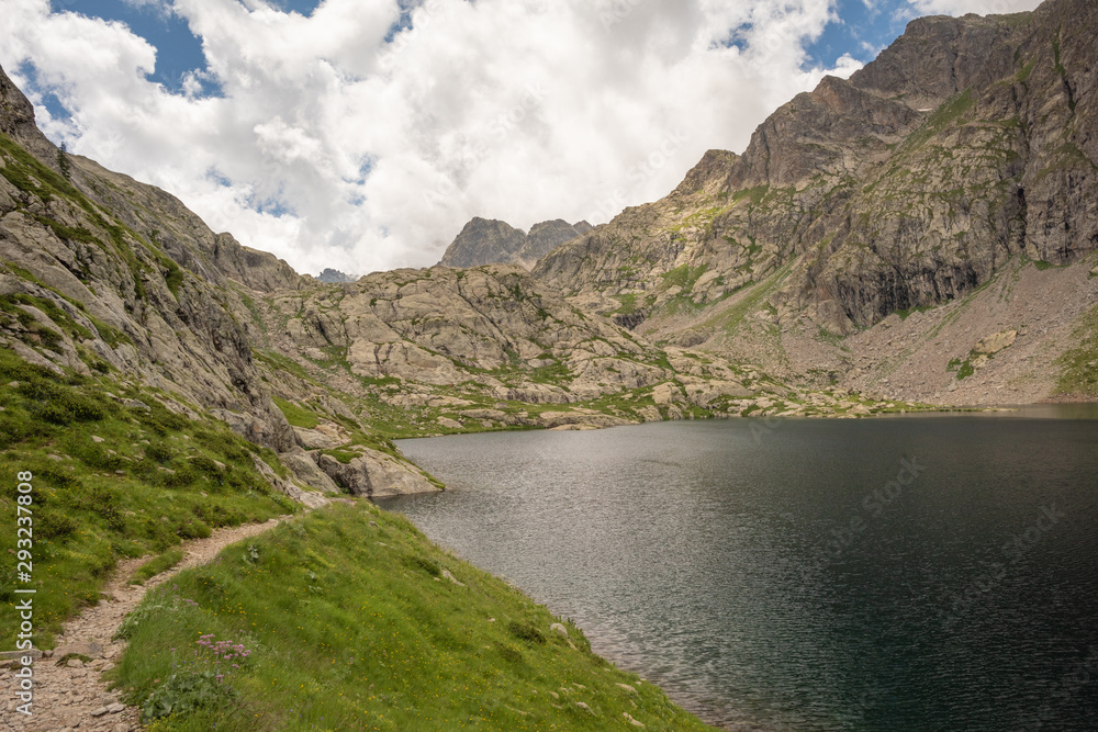 French Alps, Valley of Miracles, mountain lakes, pristine nature. Mercantour National Park