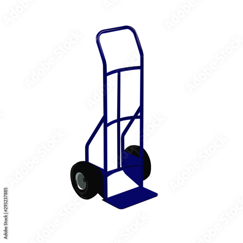 hand truck blue vector illustration