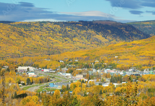 The city of Chetwynd, British Columbia, in Autumn.